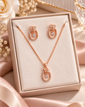 Rose Gold Butterfly CZ Necklace & Earring Set