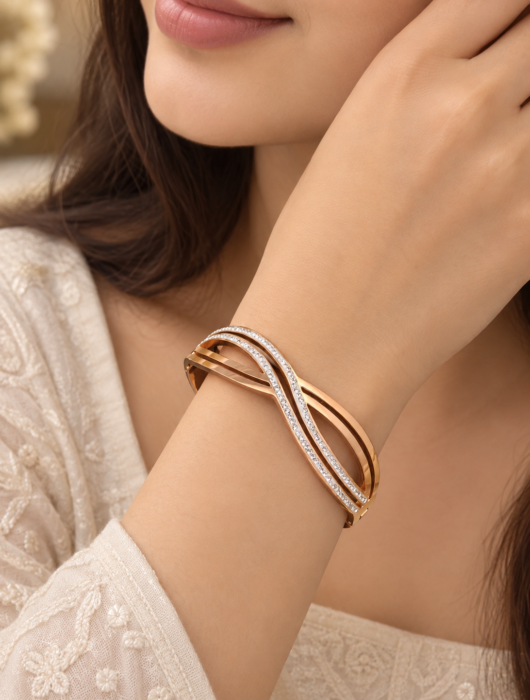 Infinity Rose Gold Pavé Kada
