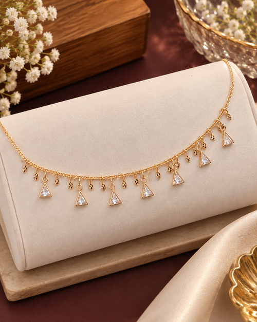 Elegant Gold Triangle Charm Designer Chain